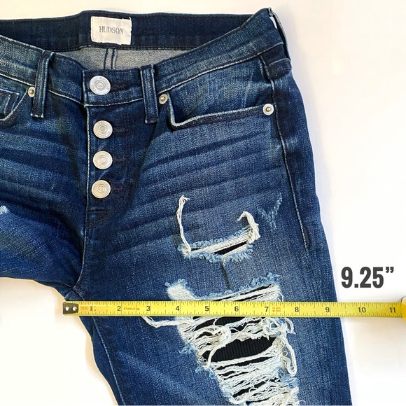 HUDSON Ciara S. Skinny Exposed Button fly ripped distressed skinny blue jeans - Picture 11 of 11